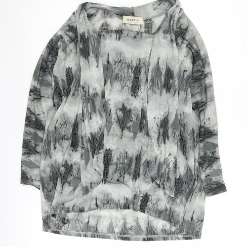 Bassini Women's Grey Patterned Cardigan Size 18