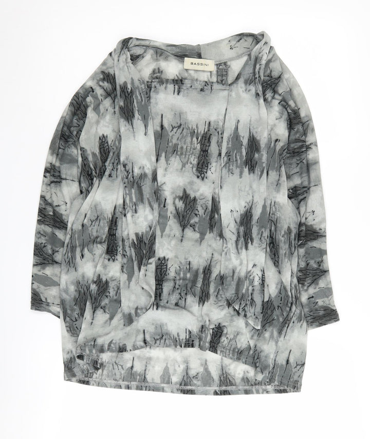 Bassini Women's Grey Patterned Cardigan Size 18