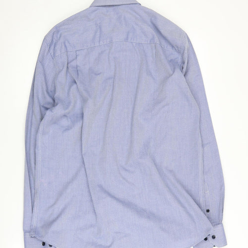 Next Men's Blue Geometric Button-Up Shirt Size 15.5