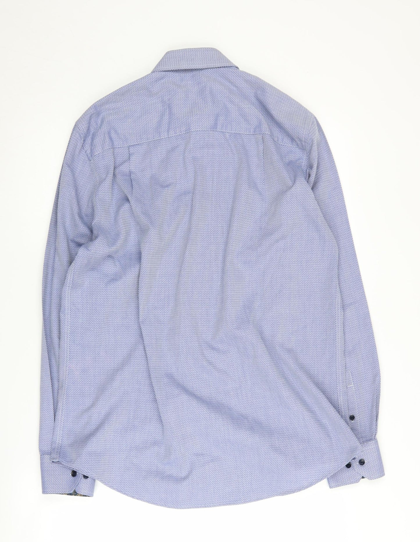 Next Men's Blue Geometric Button-Up Shirt Size 15.5