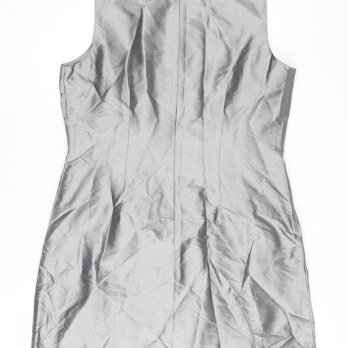 Oasis Women Grey Beaded Sheath Dress Size 14