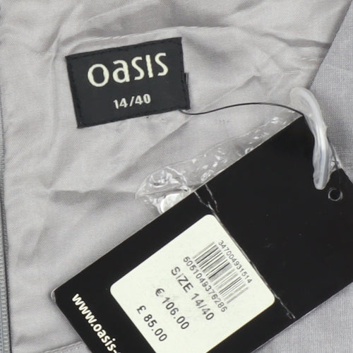 Oasis Women Grey Beaded Sheath Dress Size 14
