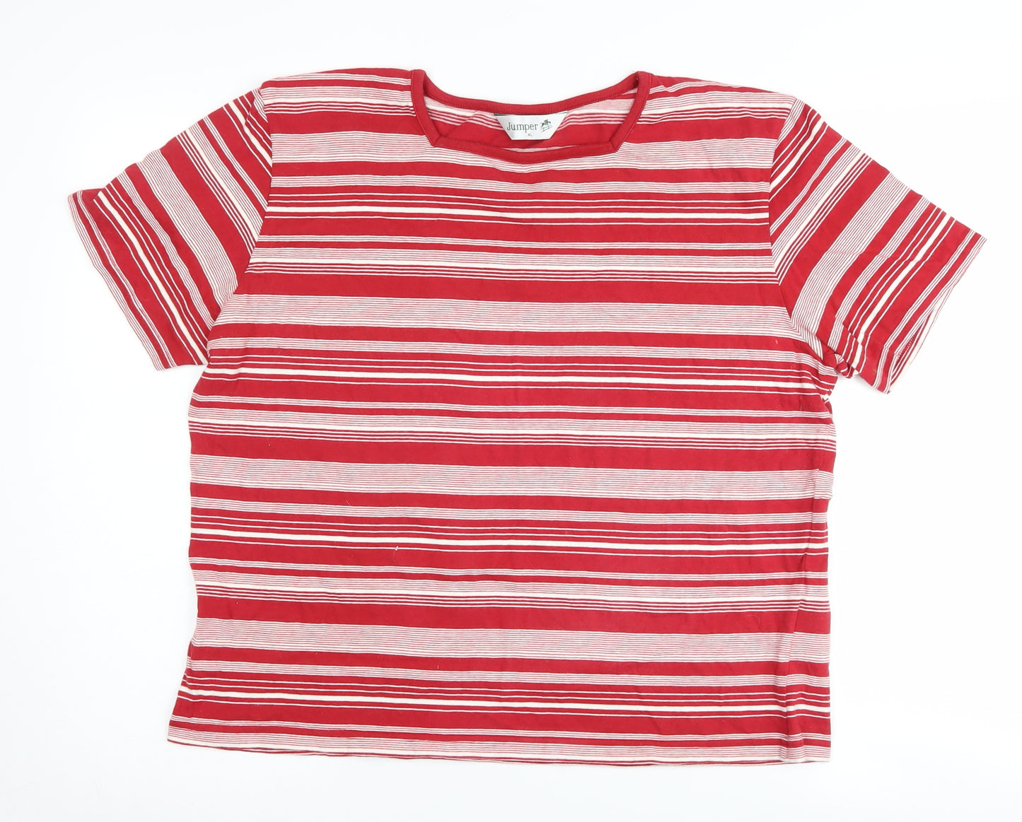 Jumper Women's Red Striped T-Shirt, XL, Jersey Style