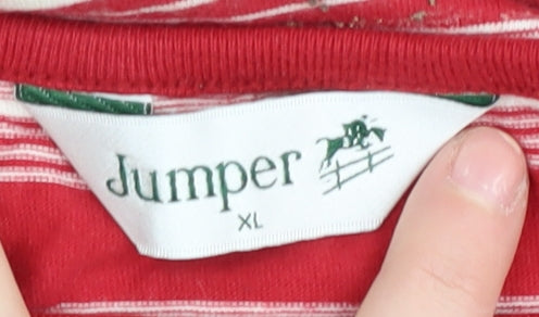 Jumper Women's Red Striped T-Shirt, XL, Jersey Style