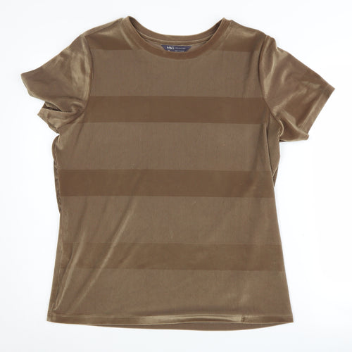 Marks and Spencer Women's Brown Crew Neck T-Shirt, Size 16