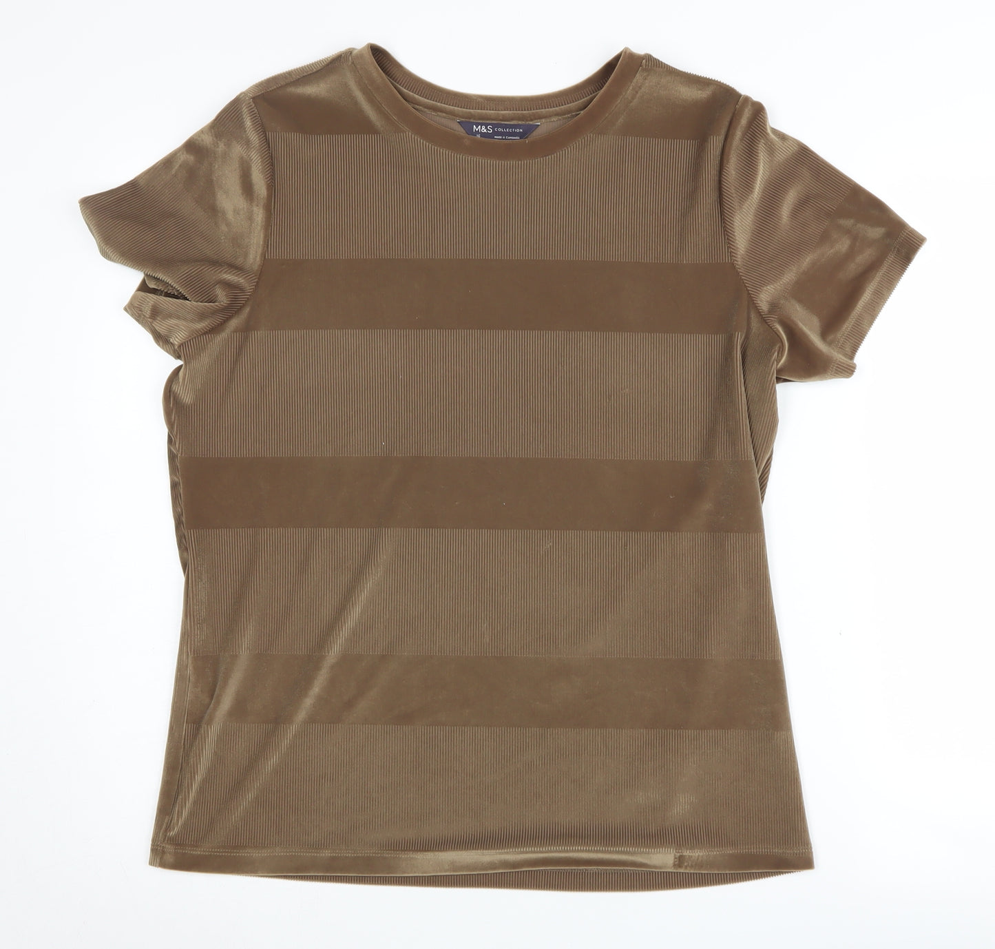 Marks and Spencer Women's Brown Crew Neck T-Shirt, Size 16