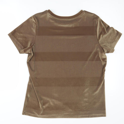Marks and Spencer Women's Brown Crew Neck T-Shirt, Size 16