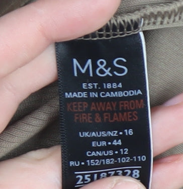 Marks and Spencer Women's Brown Crew Neck T-Shirt, Size 16