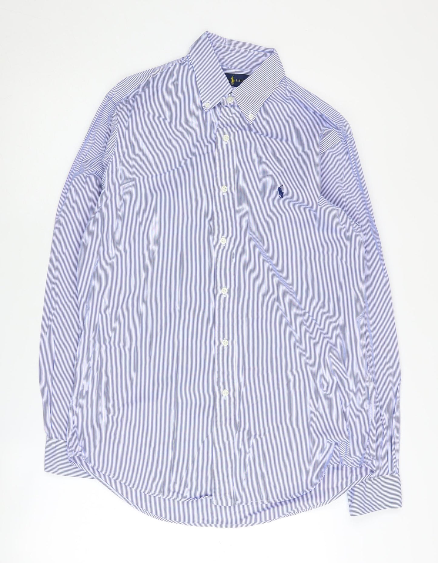 Ralph Lauren Men's Blue Striped Medium Button-Up Shirt