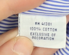 Ralph Lauren Men's Blue Striped Medium Button-Up Shirt