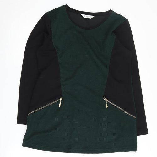 Chianti Women's Green Pullover Jumper, Size 14, Zip Accents