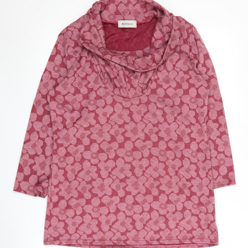 Bassini Women's Pink Floral Cowl Neck Pullover Jumper Size 16