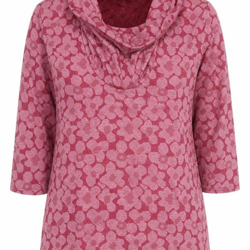 Bassini Women's Pink Floral Cowl Neck Pullover Jumper Size 16