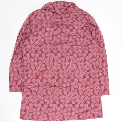Bassini Women's Pink Floral Cowl Neck Pullover Jumper Size 16