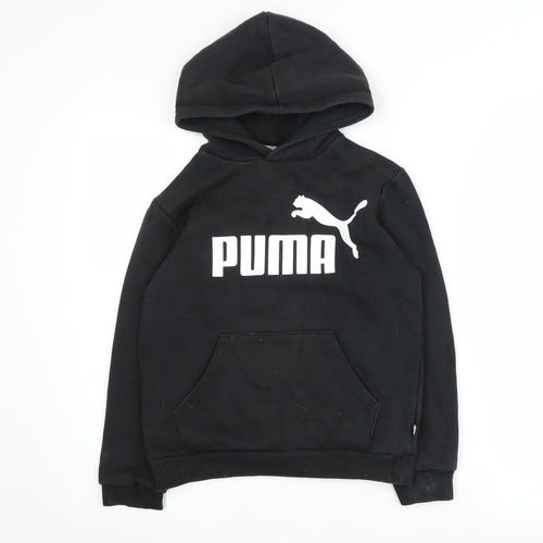 Puma Boys Black Hoodie 11-12 Years Pullover Graphic Print