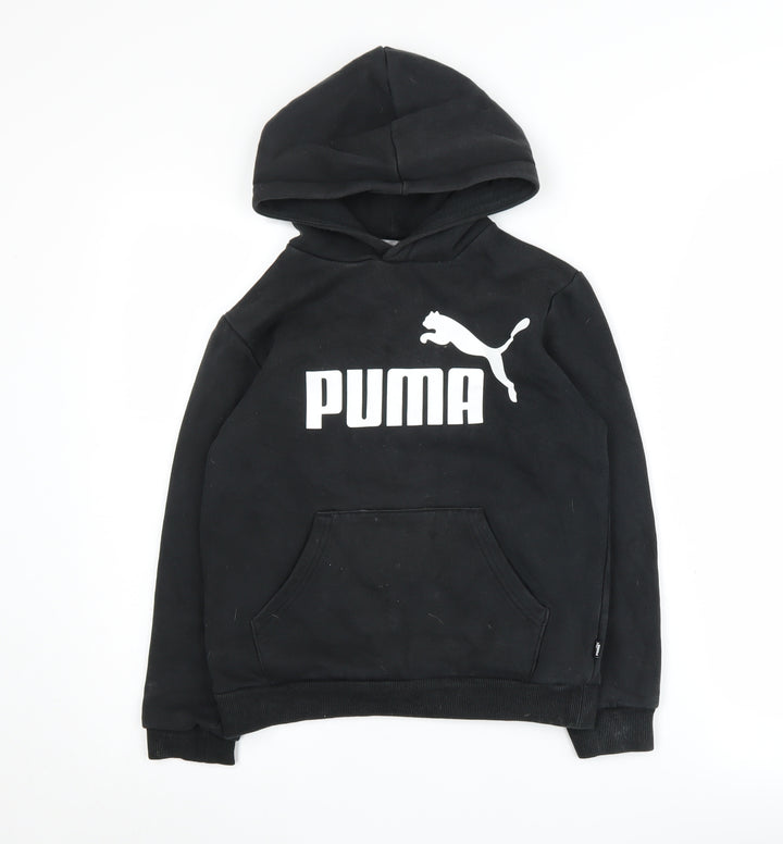 Puma Boys Black Hoodie 11-12 Years Pullover Graphic Print
