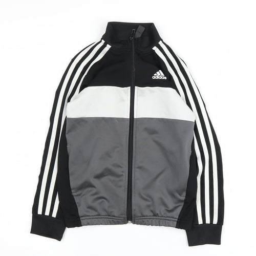 Adidas Boys Black Track Jacket 7-8Y Polyester Activewear