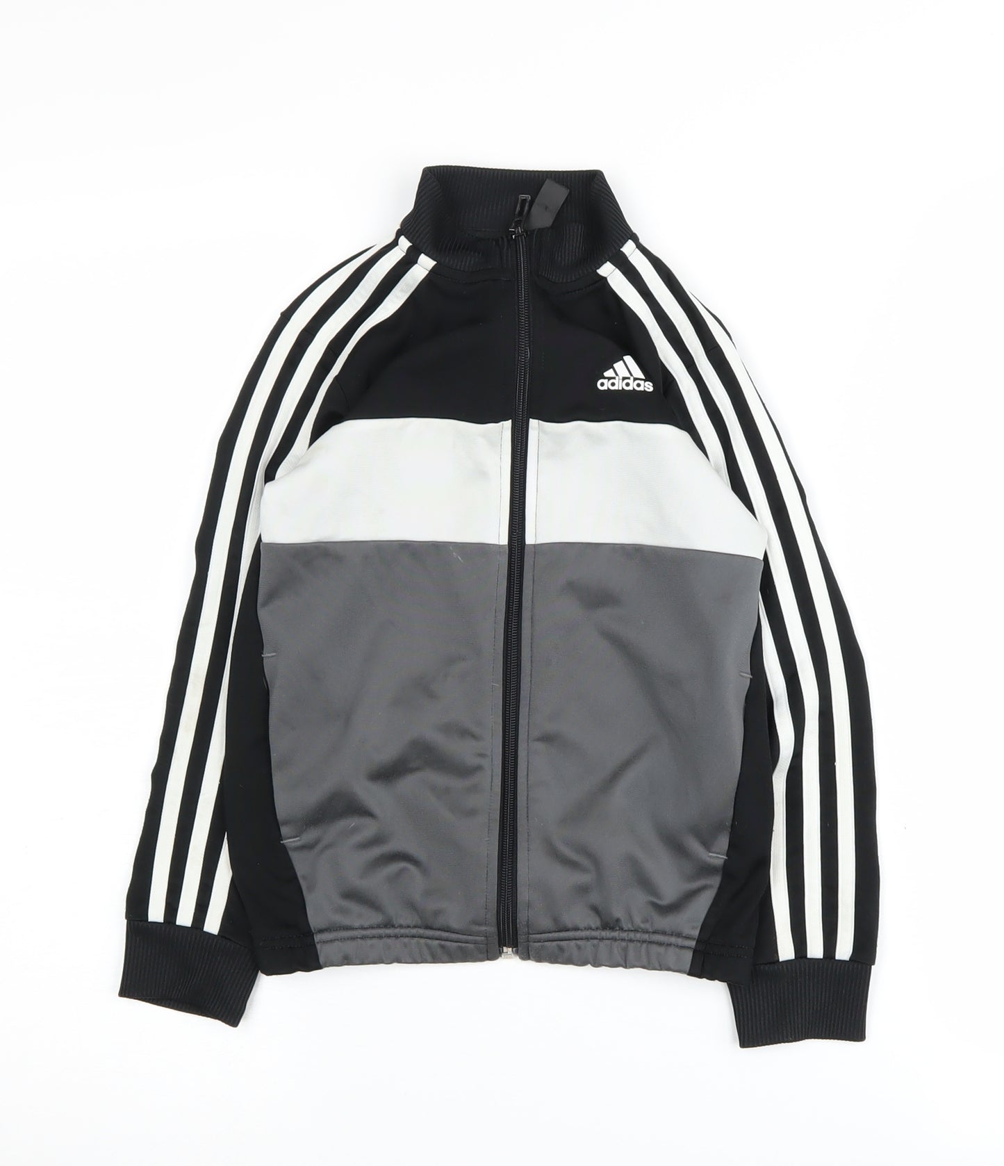 Adidas Boys Black Track Jacket 7-8Y Polyester Activewear