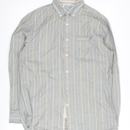 Mantaray Grey Men's M Button-Up Striped Shirt