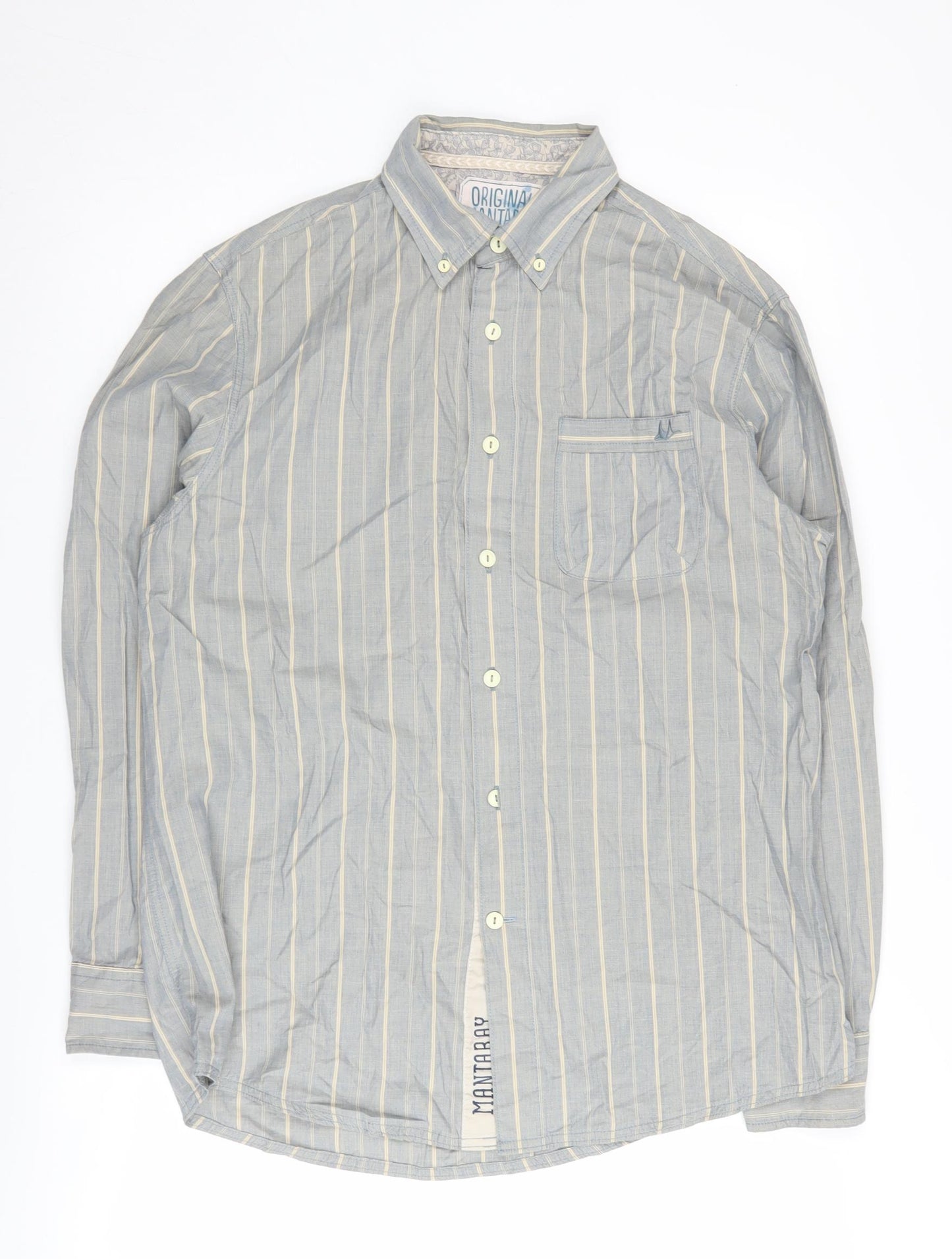 Mantaray Grey Men's M Button-Up Striped Shirt