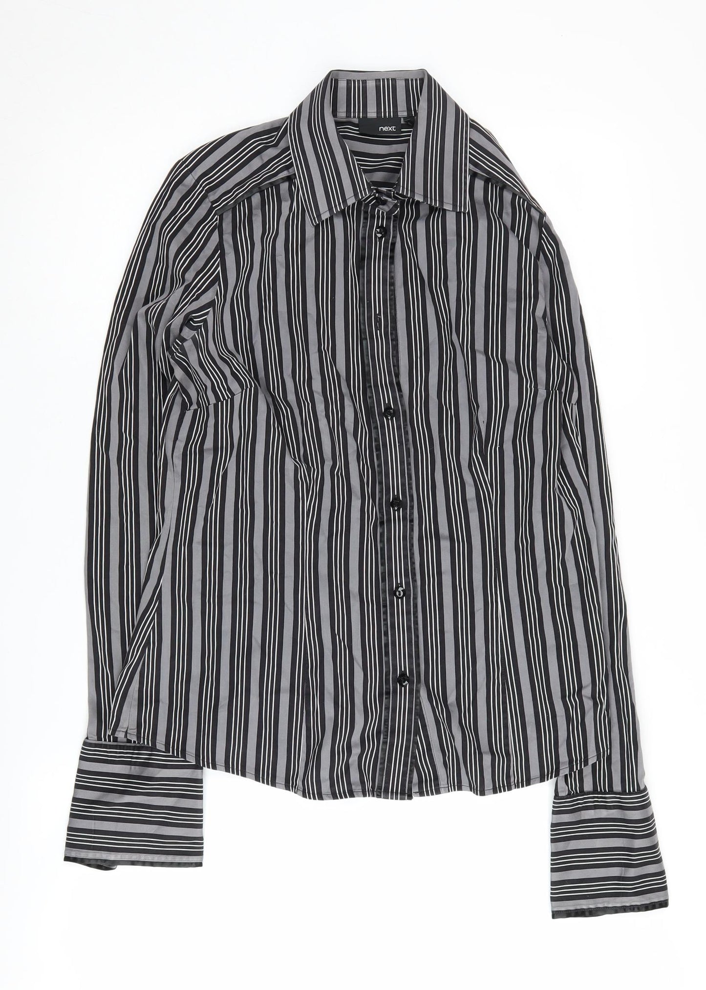 Next Women's Black Striped Button-Up Shirt Size 14