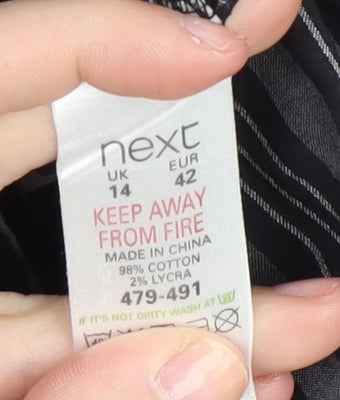 Next Women's Black Striped Button-Up Shirt Size 14