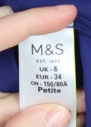 Marks and Spencer Women's Blue Button-Up Shirt, Size 6 Petite