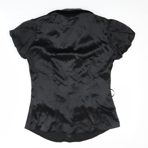 River Island Black Satin Blouse, Size 10, Women's