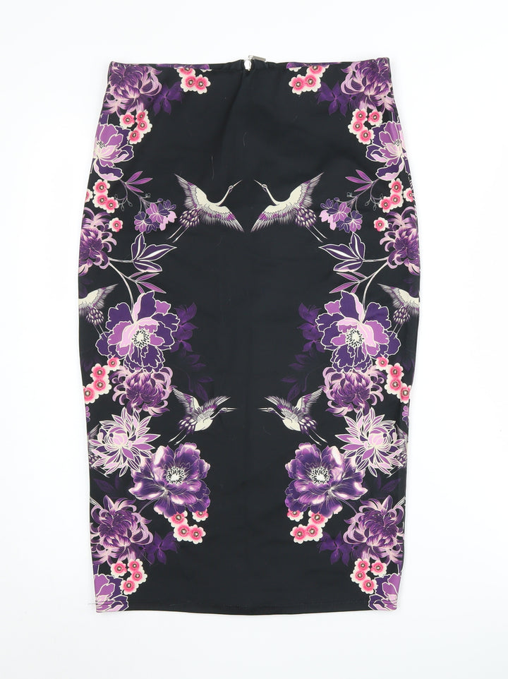 Dorothy Perkins Women's Black Floral Pencil Skirt Size 10