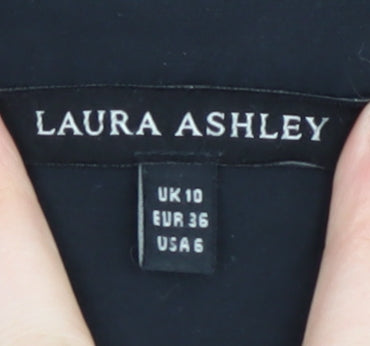 Laura Ashley Women's Black Button-Up Shirt Size 10