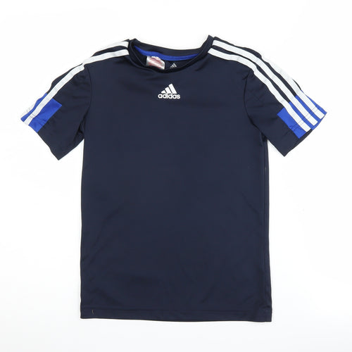 Adidas Boys Blue T-Shirt 8-9 Years, Athletic Fit Jersey