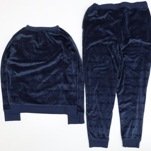 DKNY Women's Blue Lounge Set M Velour Crew Neck