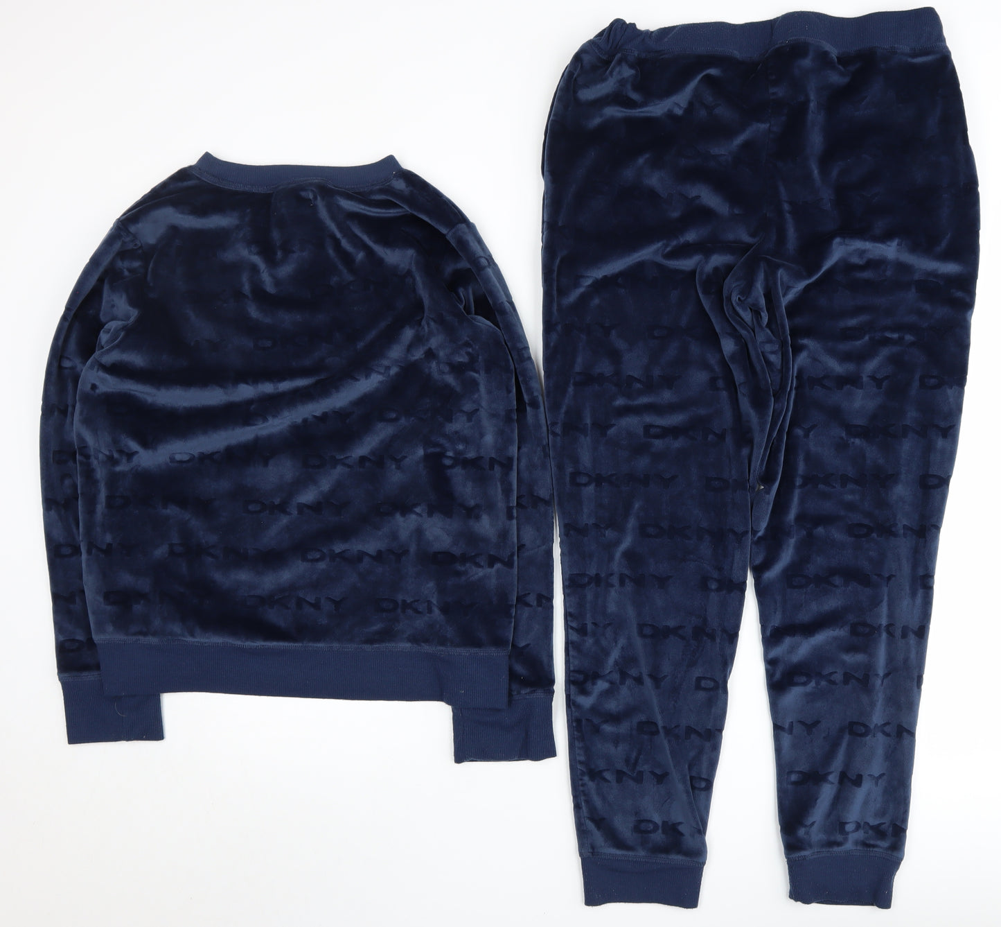 DKNY Women's Blue Lounge Set M Velour Crew Neck