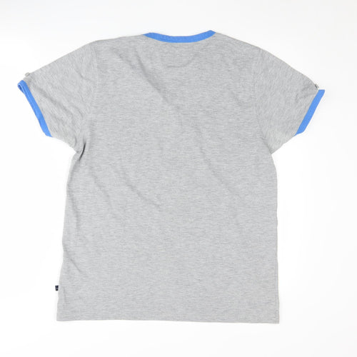 Brookhaven Grey Henley Short Sleeve T-Shirt Medium