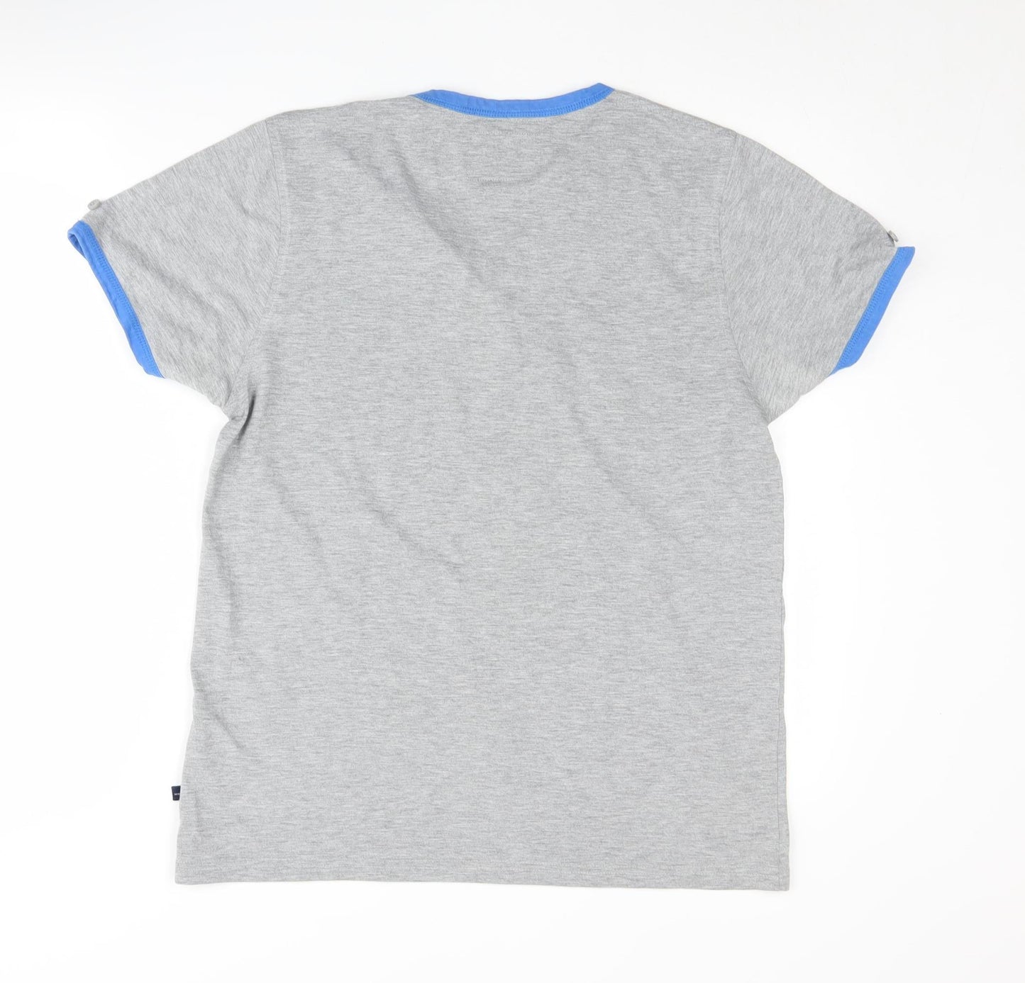 Brookhaven Grey Henley Short Sleeve T-Shirt Medium