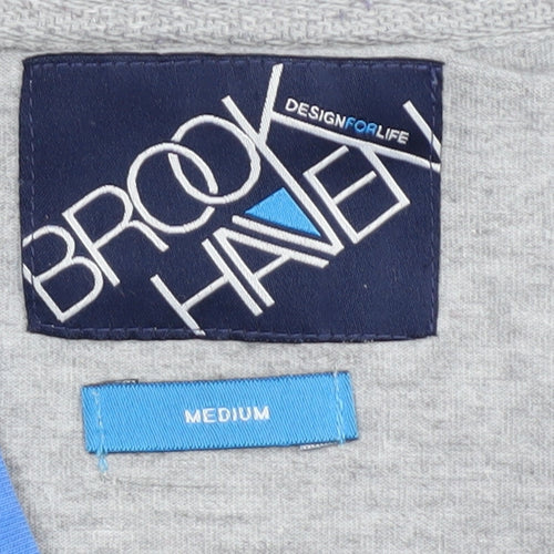 Brookhaven Grey Henley Short Sleeve T-Shirt Medium