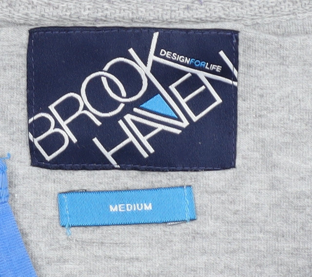 Brookhaven Grey Henley Short Sleeve T-Shirt Medium