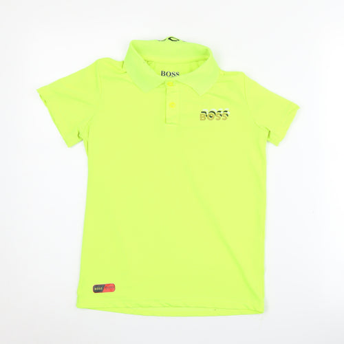 Hugo Boss Boys Green Polo, 8Y, Short Sleeve, Logo Accent