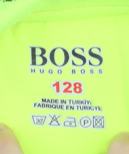 Hugo Boss Boys Green Polo, 8Y, Short Sleeve, Logo Accent