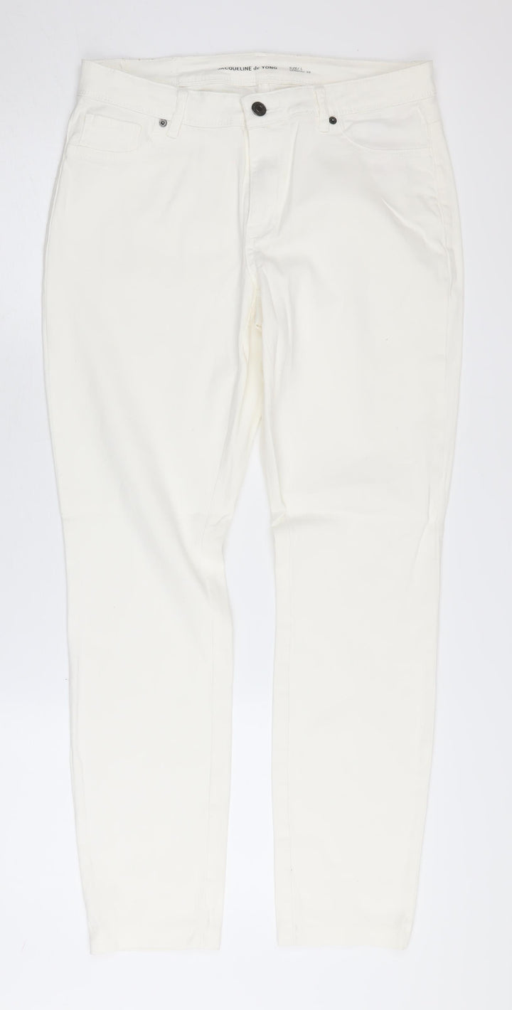 Jacqueline de Yong Women's White Straight Jeans L