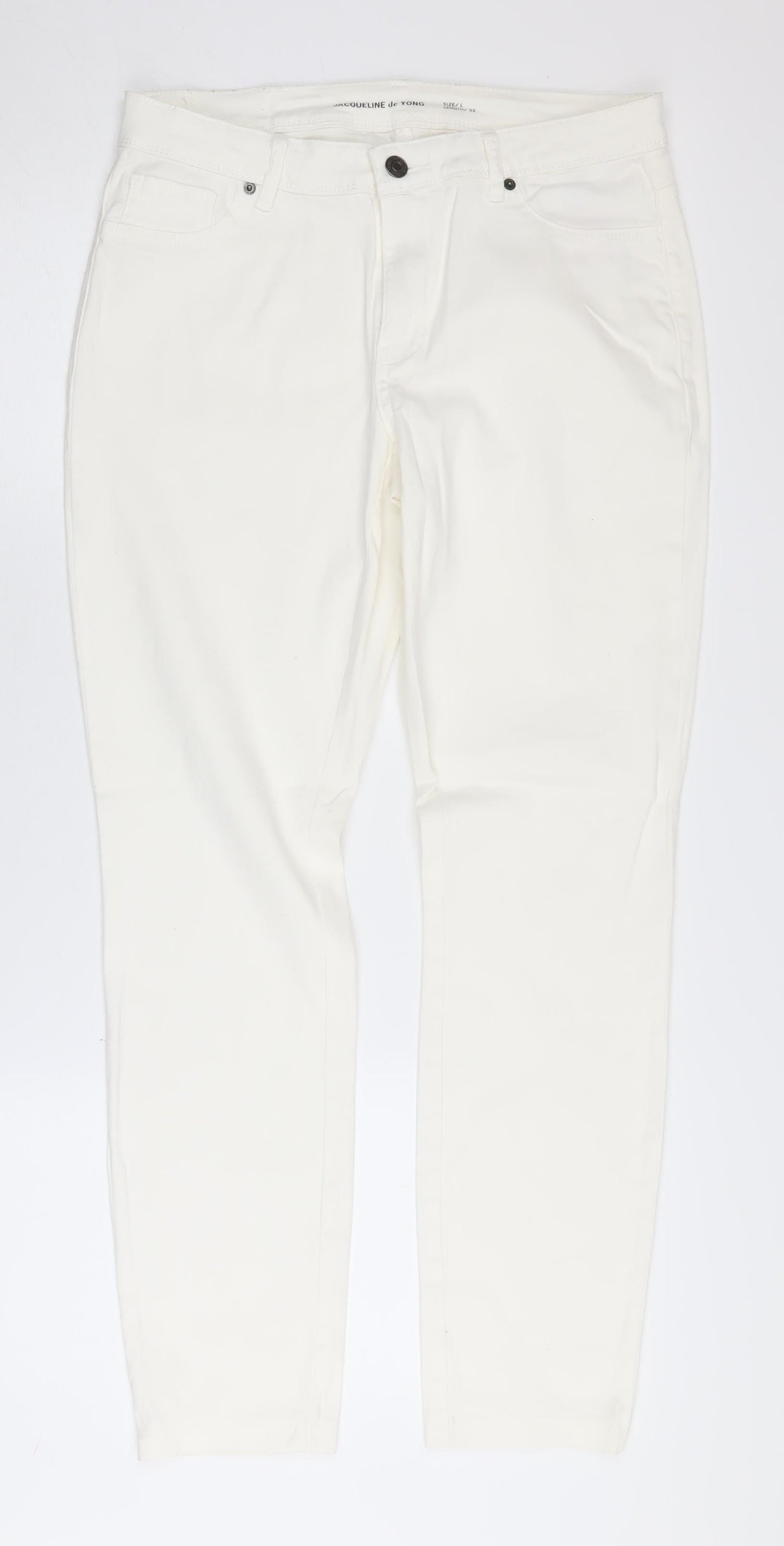Jacqueline de Yong Women's White Straight Jeans L