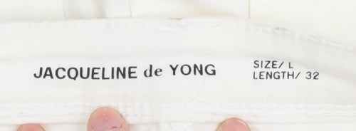 Jacqueline de Yong Women's White Straight Jeans L