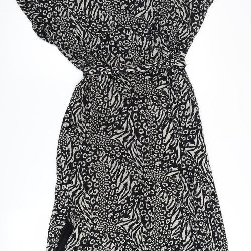 Yours Women's Black Animal Print Wrap Dress Size 20