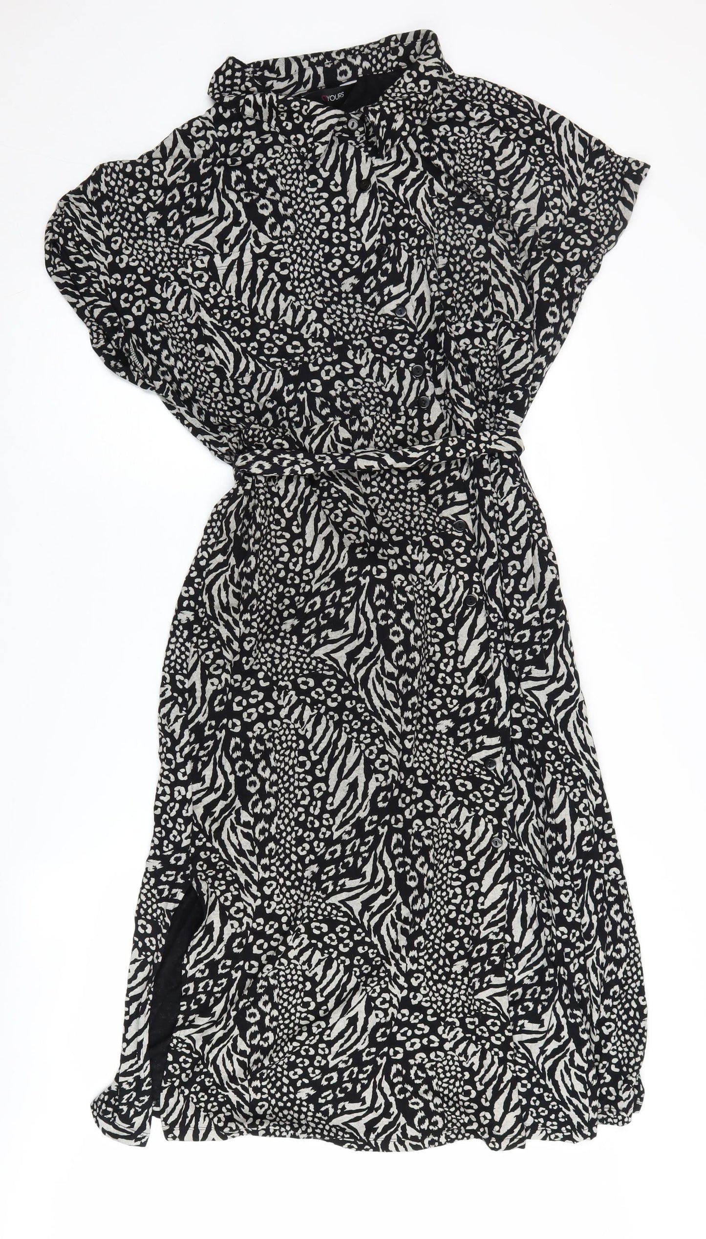 Yours Women's Black Animal Print Wrap Dress Size 20