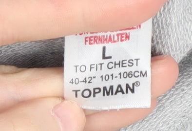 Topman Grey L Men's Pullover Sweatshirt with Cartoon Graphic