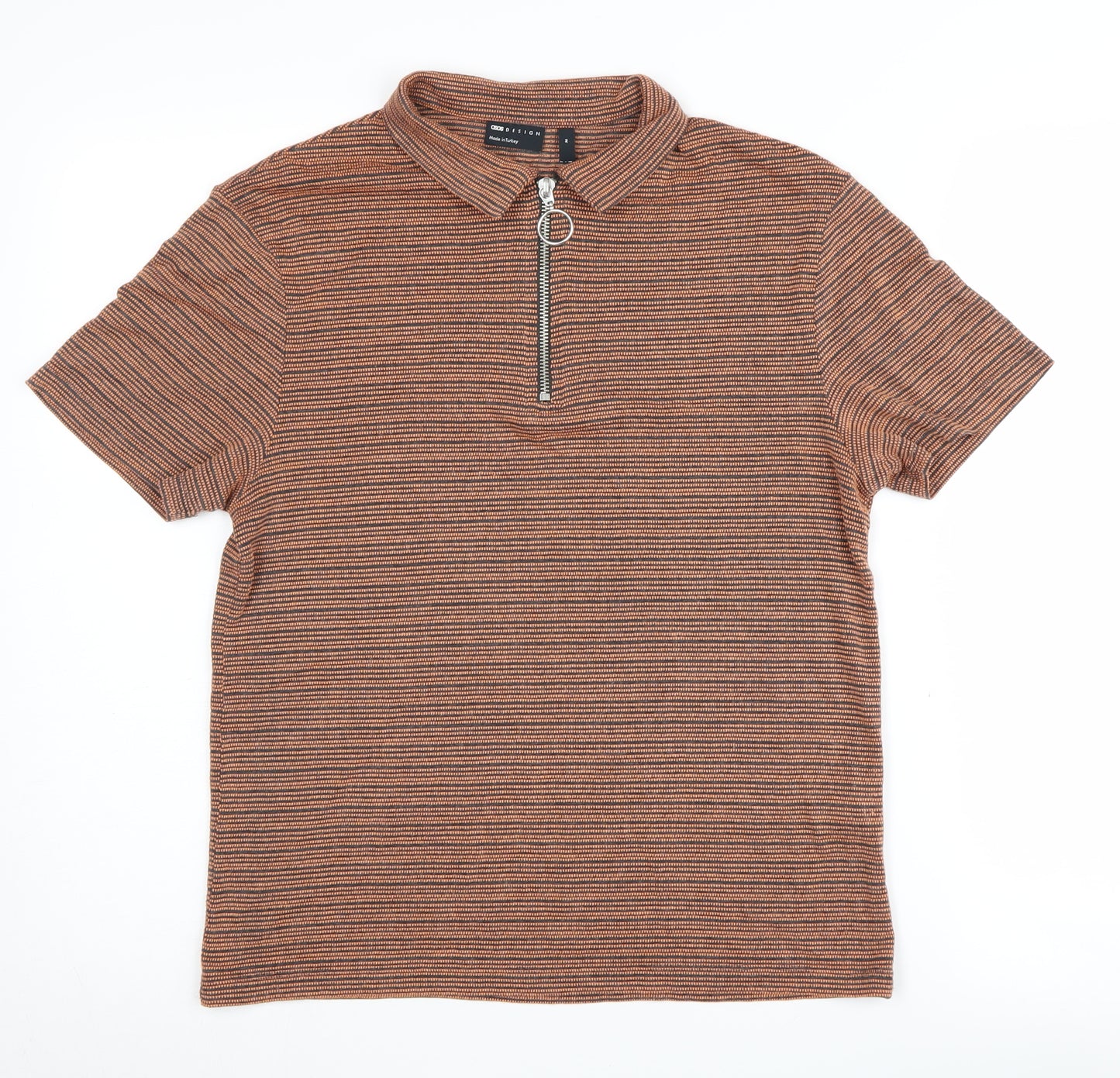 ASOS DESIGN Women's Brown Polo Shirt, M, Collared Zip Accent