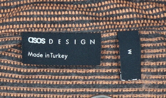 ASOS DESIGN Women's Brown Polo Shirt, M, Collared Zip Accent