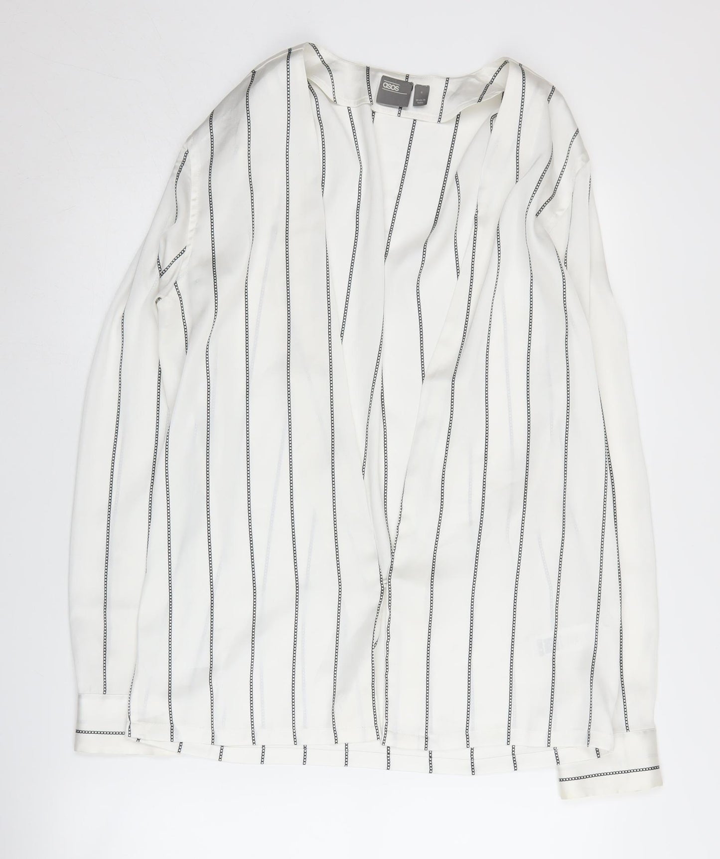 ASOS Women's White Striped Blouse S Classic Fit