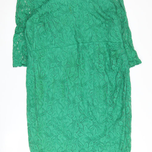 Planet Women's Green Floral Lace Sheath Dress Size 18