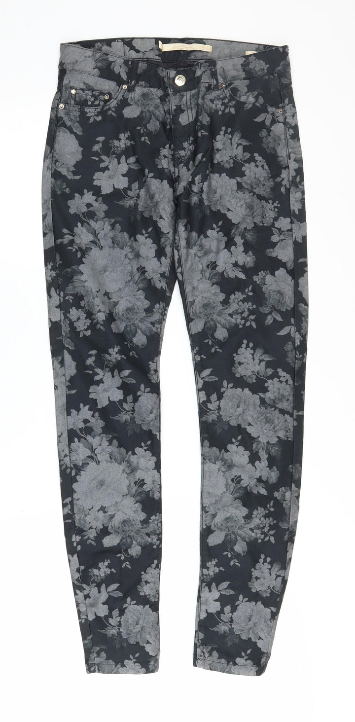 Liz Claiborne Women's Black Floral Slim Ankle Jeans